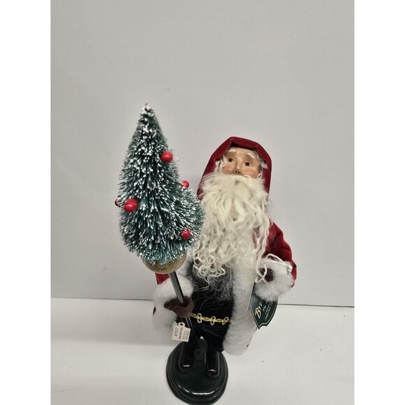 Vintage Byers Choice Victorian Santa With Bottle Brush Christmas Tree - Picture 3 of 8